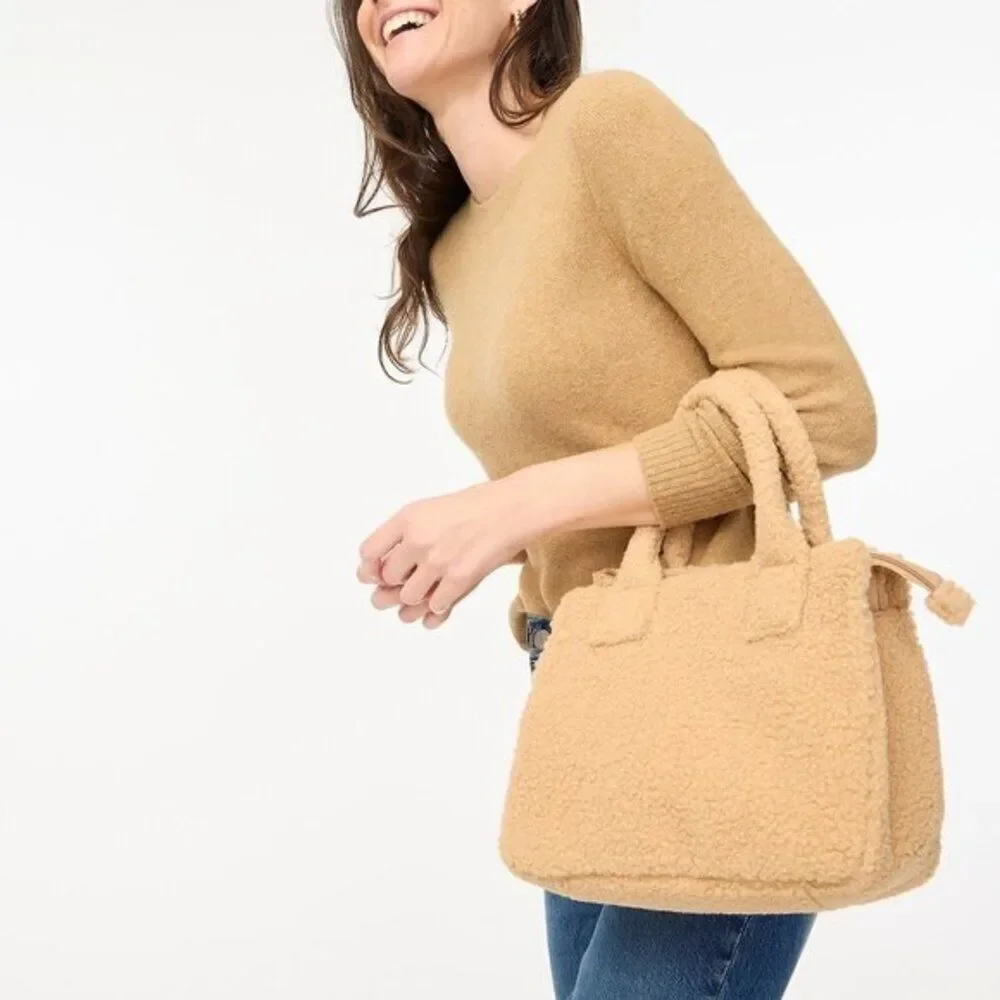 J Crew Women's Sherpa‎ Structured Tote Bag Party Tan $99